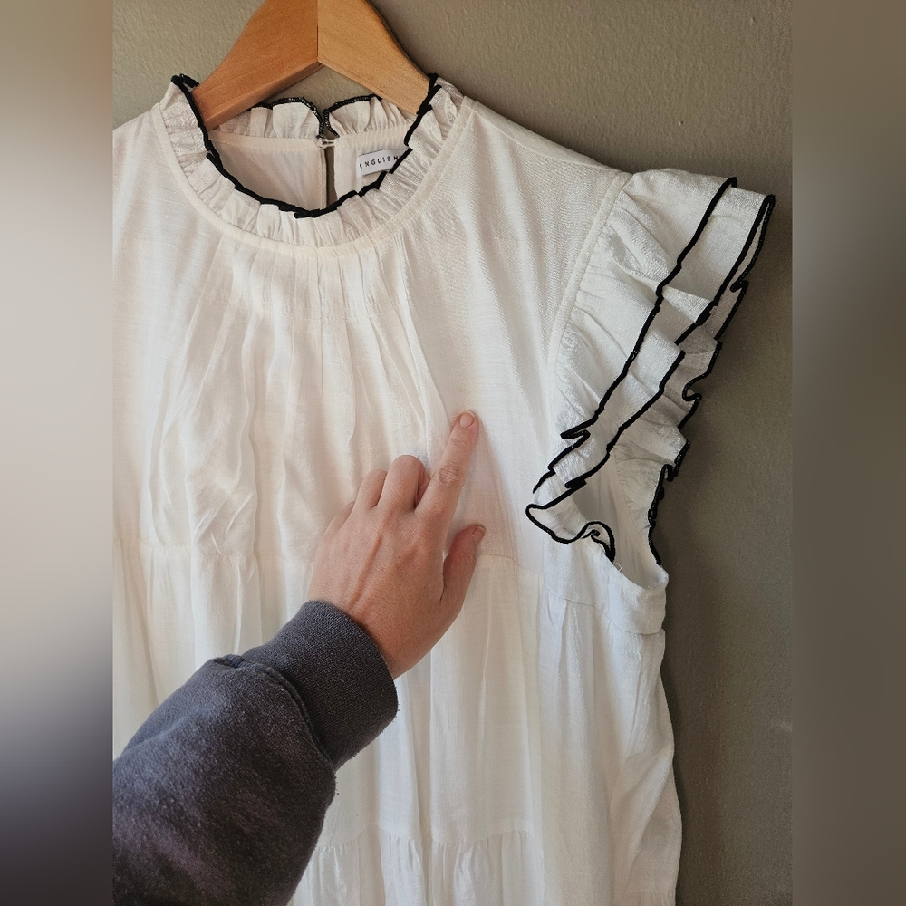 English Factory White Ruffle Swing Dress Large - Picture 6 of 9
